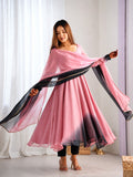 Angel Pink & black Anarkali Suit Set