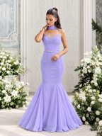 Mahira Lavender Georgette Diamond Work Fish-Cut Gown Set