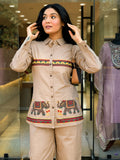 Beige Kolar Pattern Embroidered Co-Ord Set