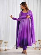 Angel Purple Anarkali Suit Set