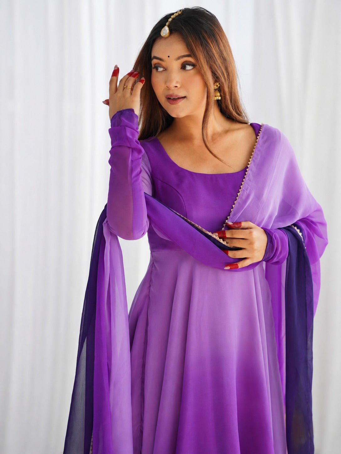 Angel Purple Anarkali Suit Set
