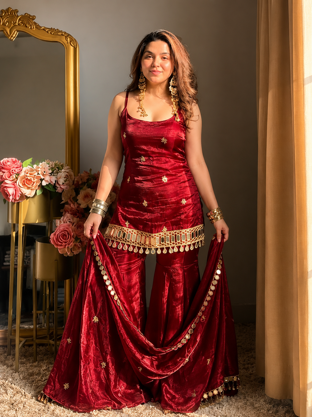 Crimson Royale Sharara Set