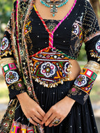 Ishita Multicolor Mirror Work Muslin Cotton Lehenga Choli Set