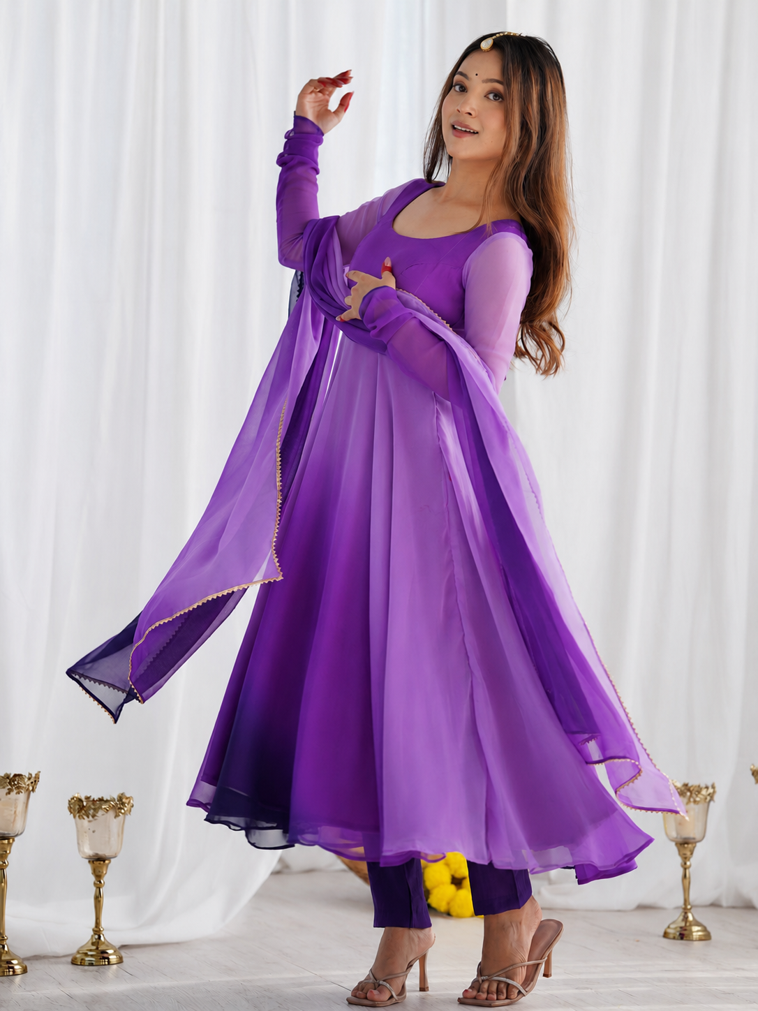 Angel Purple Anarkali Suit Set