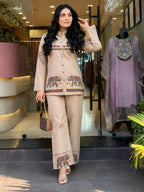 Beige Kolar Pattern Embroidered Co-Ord Set
