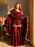 Viha Crimson Royale Sharara Set