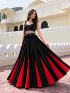 Noor Black & Red Cotton Kali Lehenga Set | Designer Charm Blouse