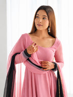 Angel Pink & black Anarkali Suit Set