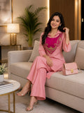 Mohika Rose Pink Crunchy Silk Embroidered Koti Kurti & Palazzo Set