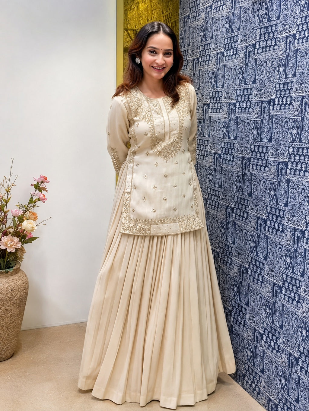 Ruhani Chinon Silk Sequins &  Lehenga Set