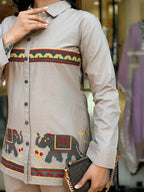 Beige Kolar Pattern Embroidered Co-Ord Set