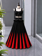 Noor Black & Red Cotton Kali Lehenga Set | Designer Charm Blouse