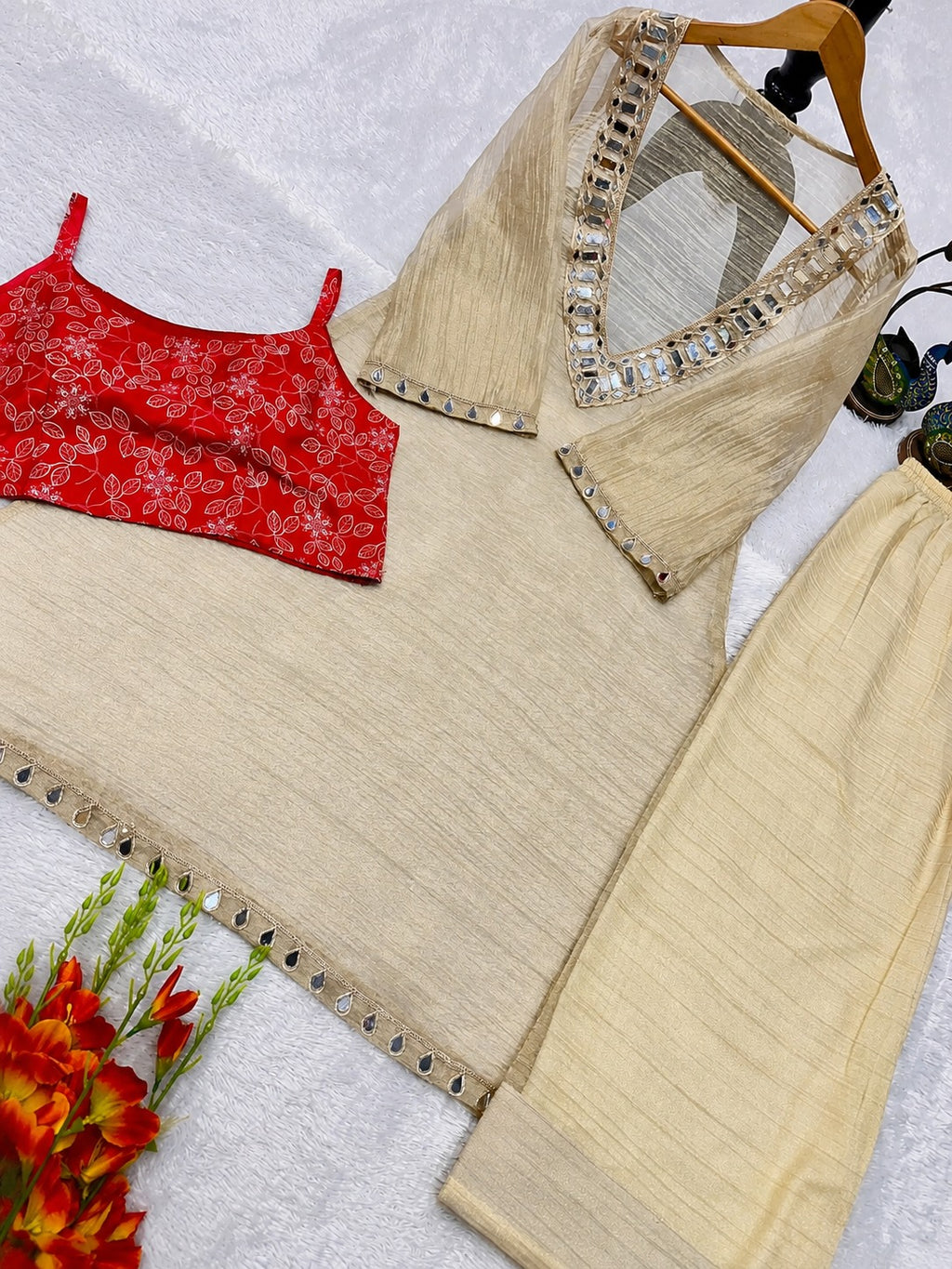 Roshni Mirror Work Embroidered Party Wear Suit Set