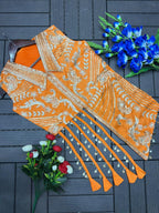 Shree orange and pink Bloom Printed Embroidered Dupatta & Palazzo Set