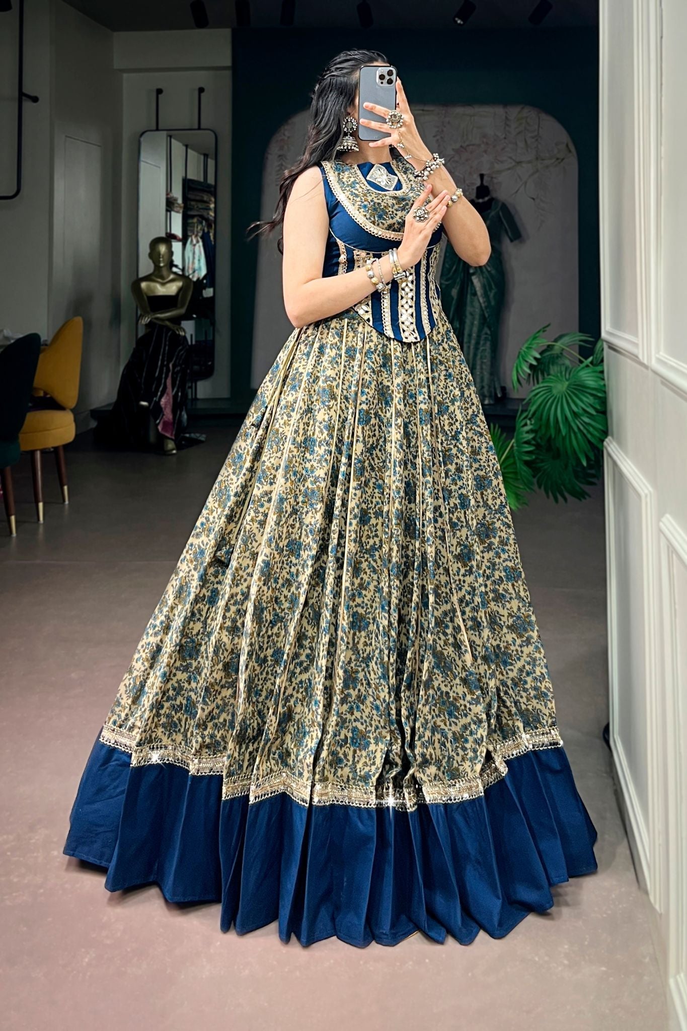 Raasrang Designer Viscose Chanderi Cotton Navratri Lehenga Choli For Women