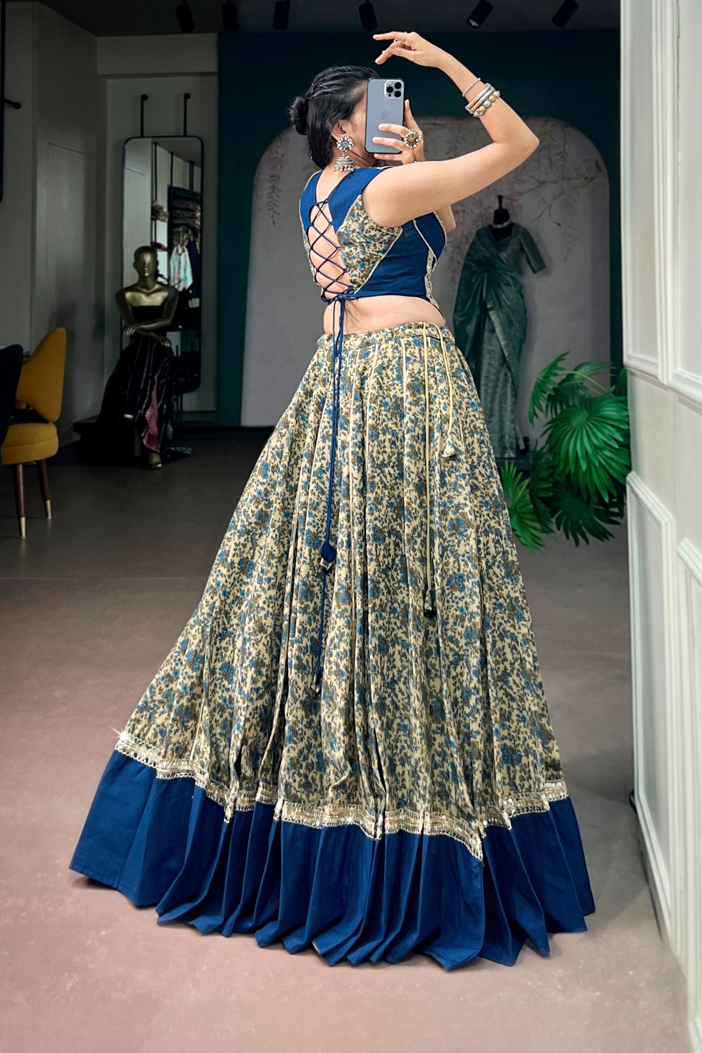 Raasrang Designer Viscose Chanderi Cotton Navratri Lehenga Choli For Women