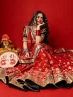 Saanvi Heavy French Crap Foil Print Lehenga Choli Set