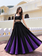 Noor Black & Purple Cotton Kali Lehenga Set | Designer Charm Blouse