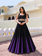 Noor Black & Purple Cotton Kali Lehenga Set | Designer Charm Blouse