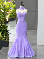 Mahira Lavender Georgette Diamond Work Fish-Cut Gown Set