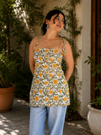 Sunflower Meadow Tie-Up Short Kurti