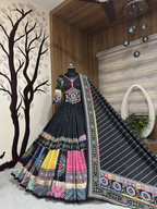 Ishita Multicolor Mirror Work Muslin Cotton Lehenga Choli Set