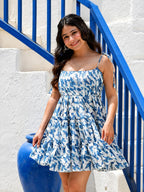 Aegean Whirl Dress | Tiered Ruffle Mini with Tie Straps