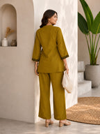 Midnight Bloom Co-ord Set | 3/4 Sleeve Kurta & Wide Leg Pants