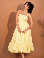Butter Whirl Dress | Smocked Back Midi with Ruffle Hem
