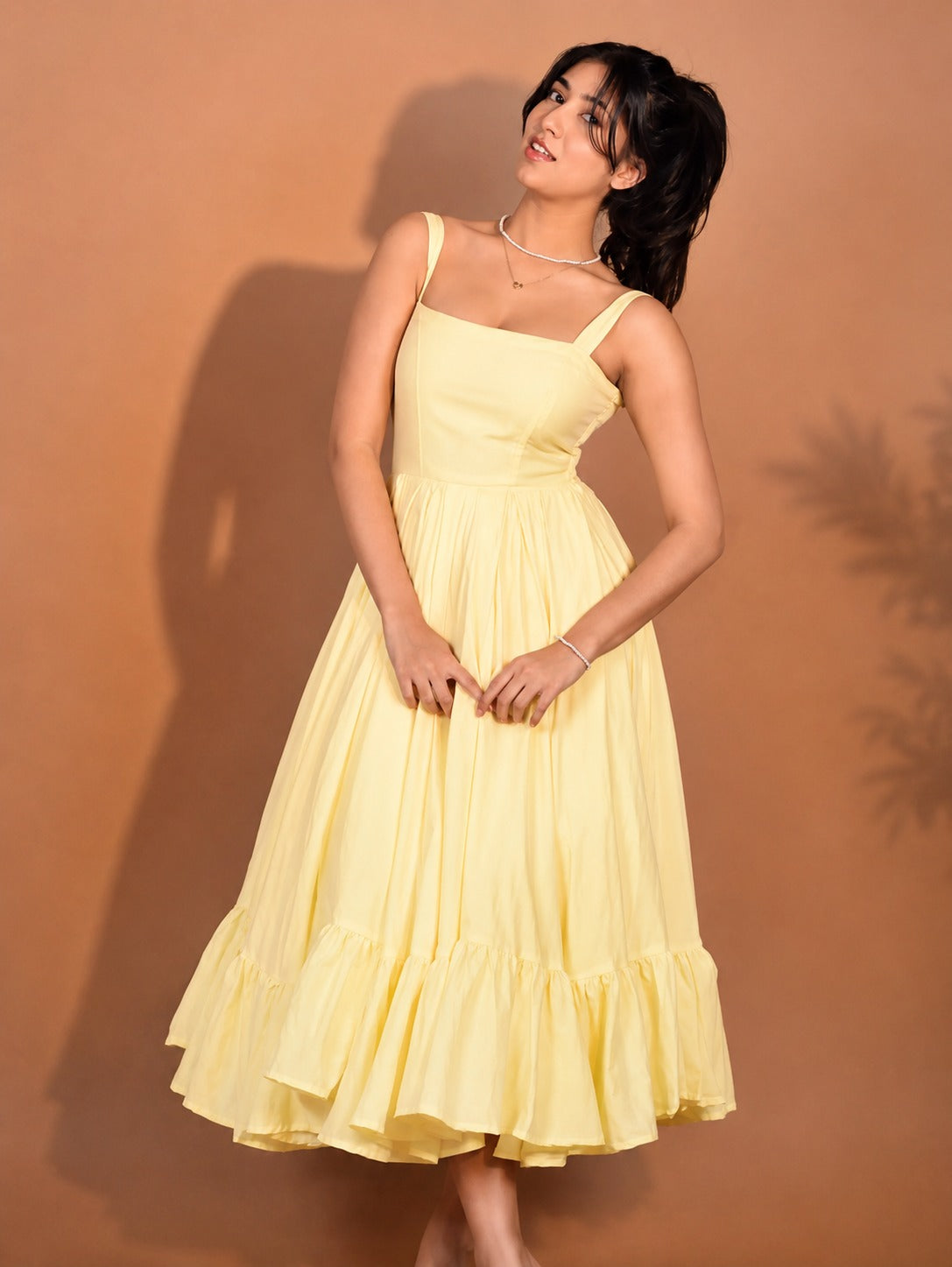 Butter Whirl Dress | Smocked Back Midi with Ruffle Hem