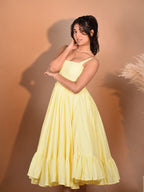 Butter Whirl Dress | Smocked Back Midi with Ruffle Hem
