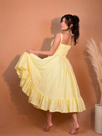 Butter Whirl Dress | Smocked Back Midi with Ruffle Hem