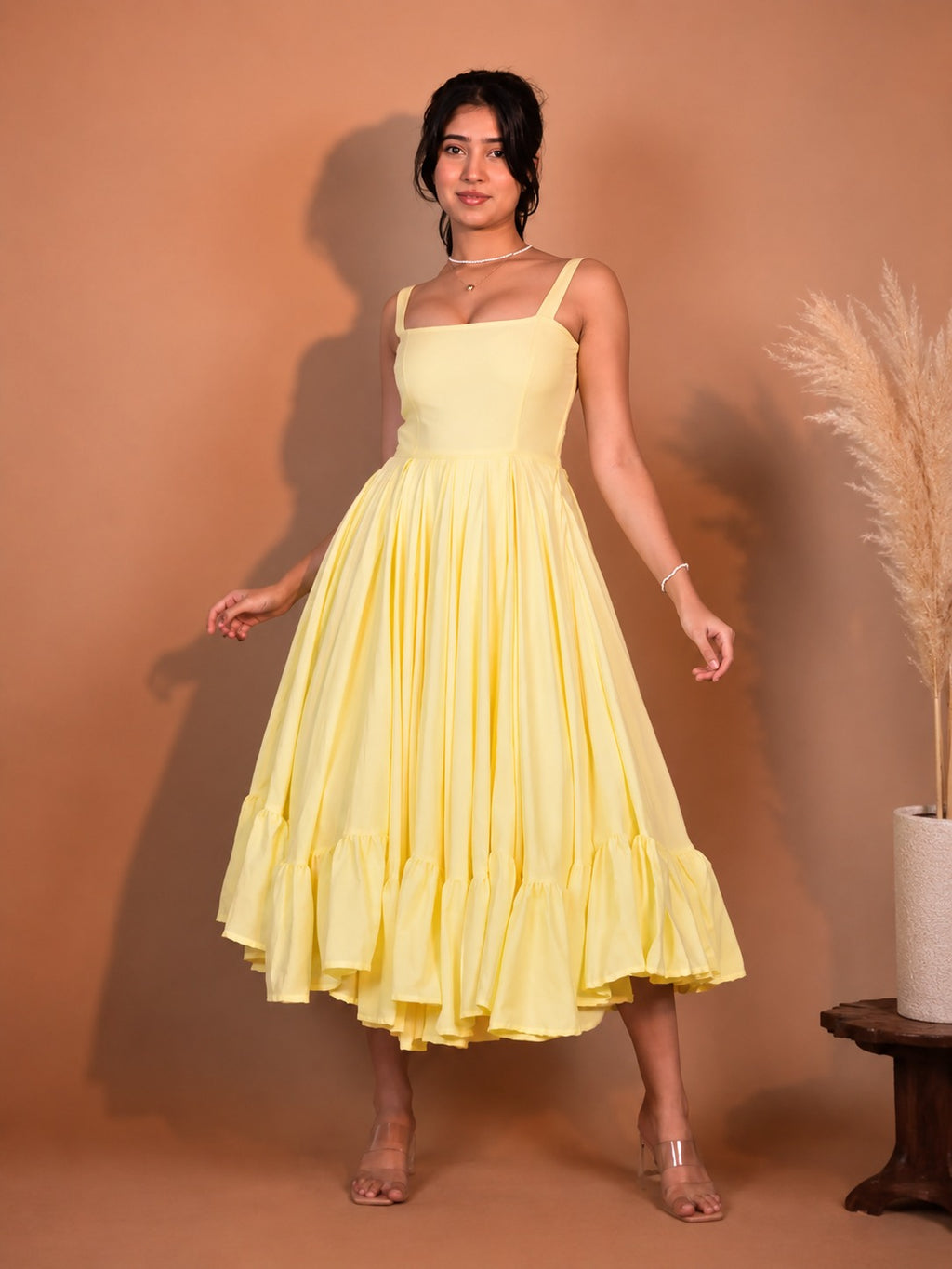 Butter Whirl Dress | Smocked Back Midi with Ruffle Hem