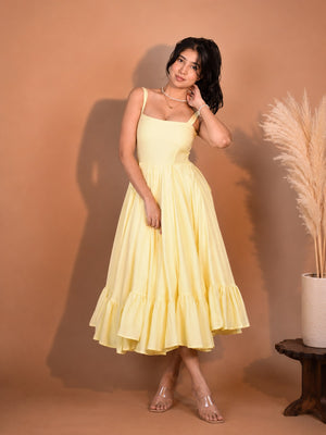 Butter Whirl Dress | Smocked Back Midi with Ruffle Hem