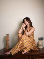 Golden Bloom Co-ord Set |  Sleeveless Kurta & Wide Leg Palazzo