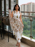 White Floral Booti Block Print Cotton Kurta, Dupatta & Pants Set