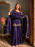 Meher Purple Mirror Work  Sharara Set