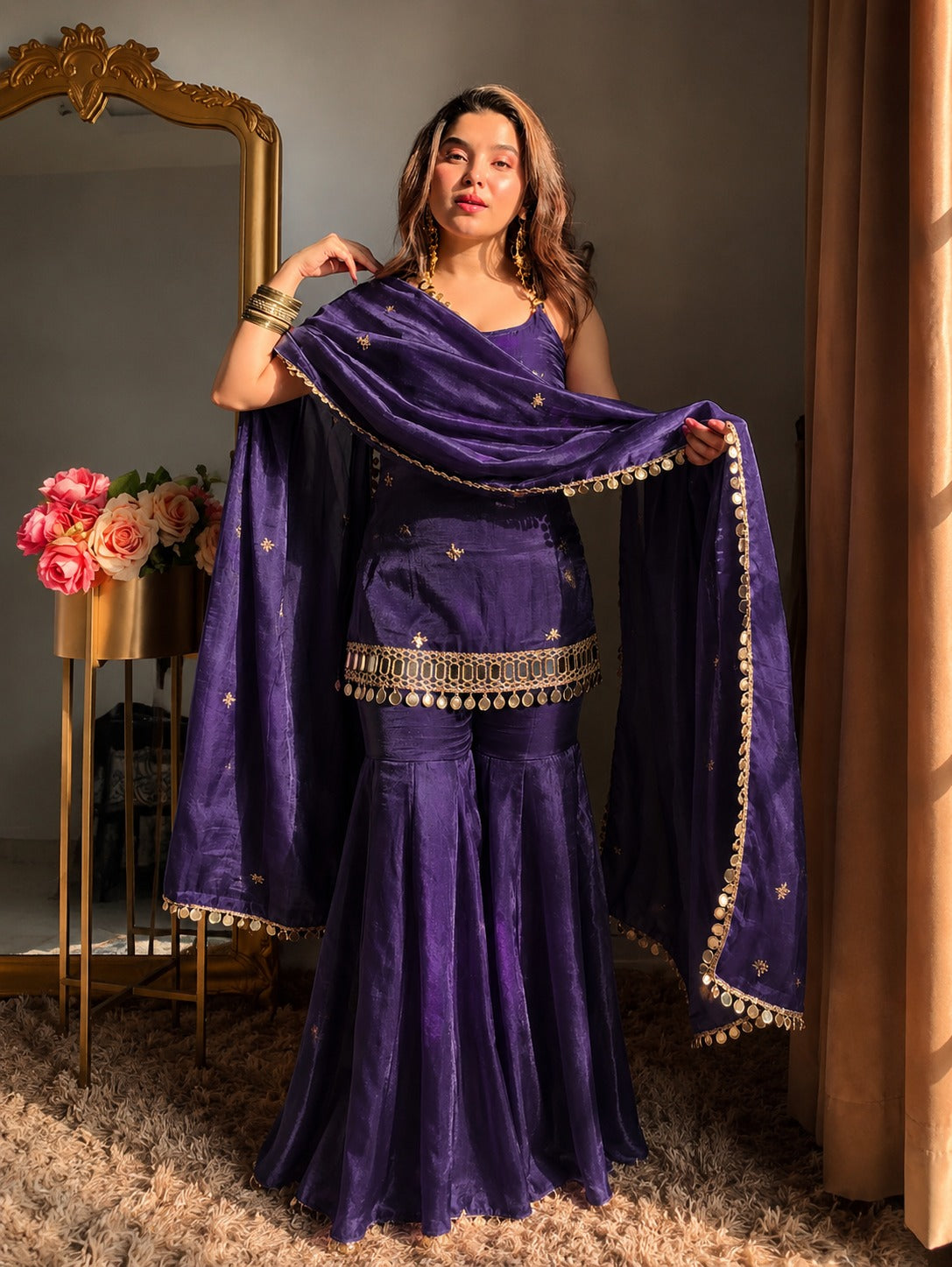 Meher Purple Mirror Work Kurti