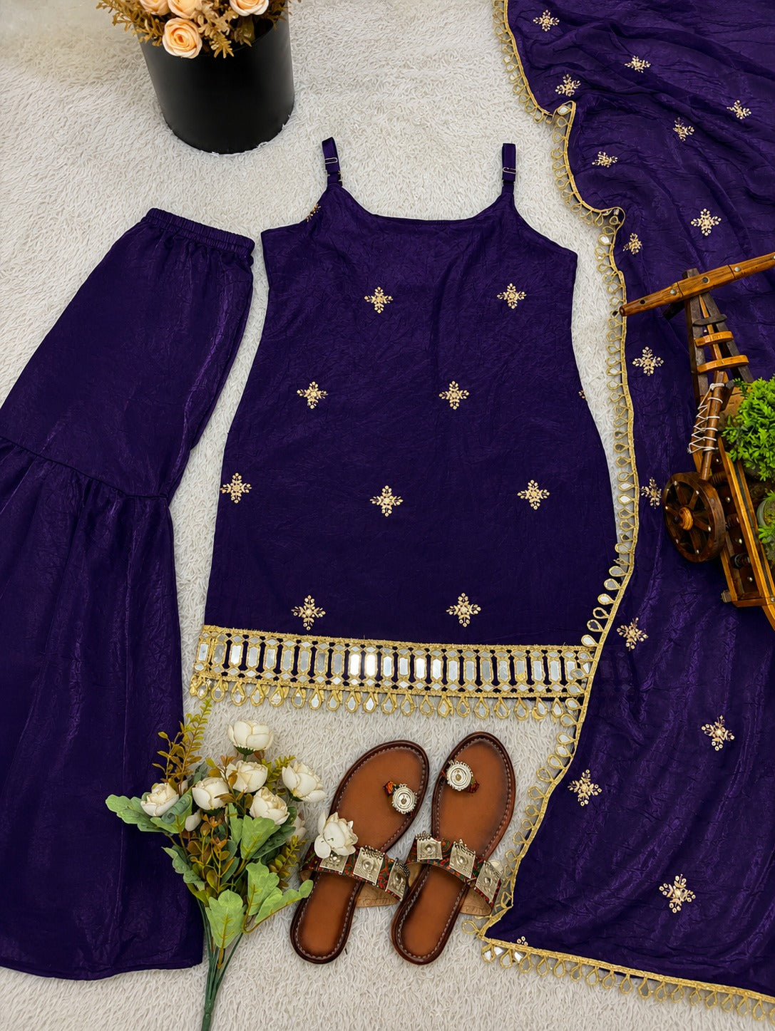 Meher Purple Mirror Work Kurti