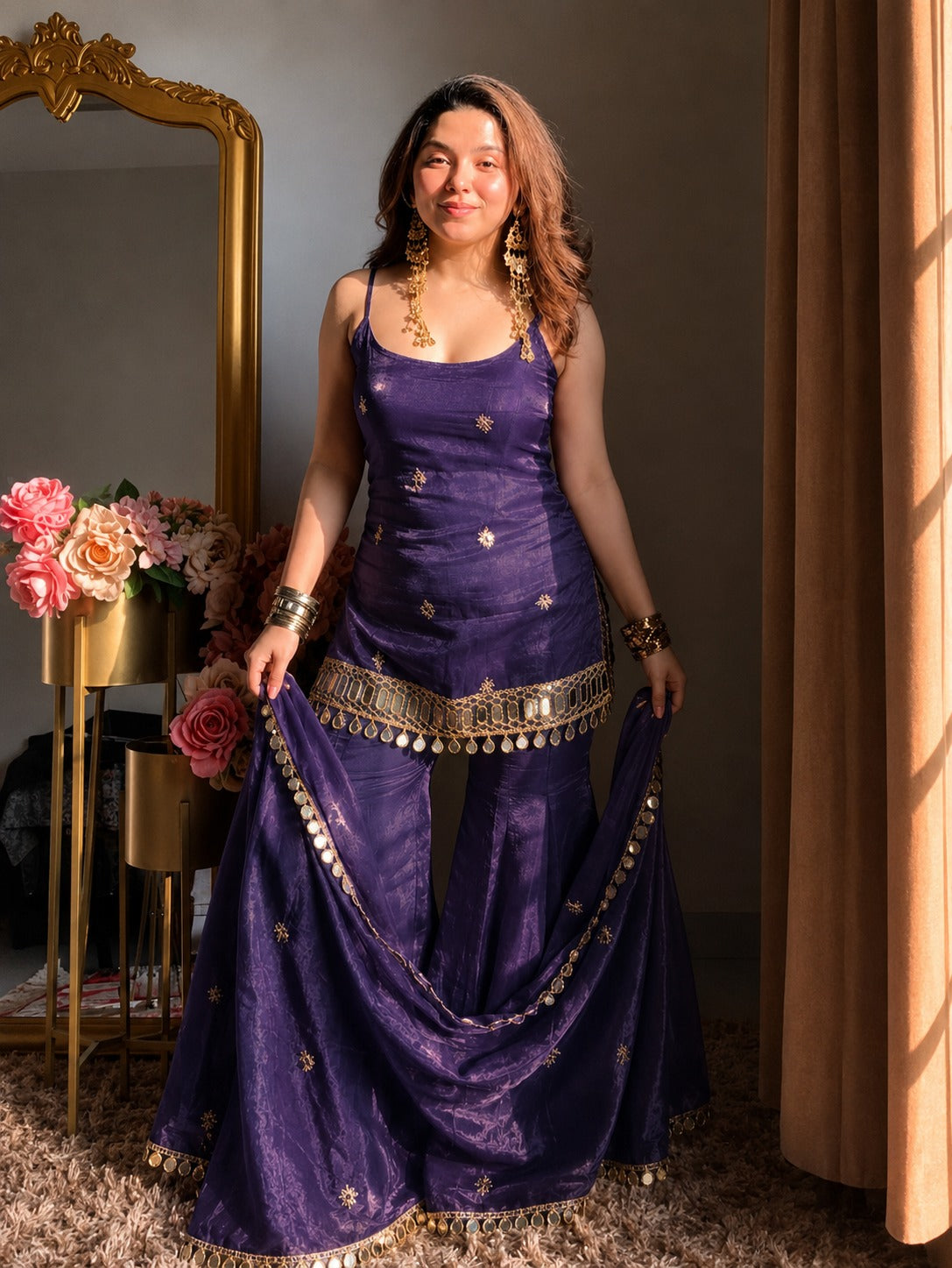 Meher Purple Mirror Work Kurti