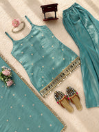 Aaira Aqua Mirror Work Kurti