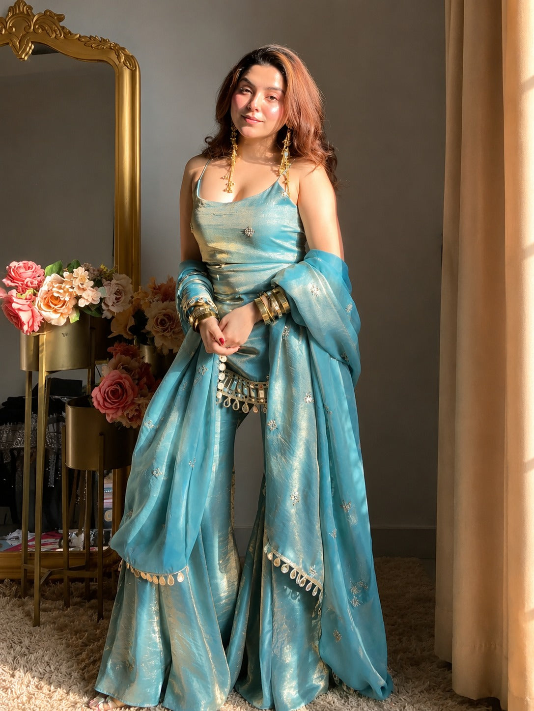 Aaira Aqua Mirror Work Kurti