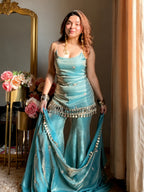 Aaira Aqua Mirror Work Kurti