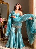 Aaira Aqua Mirror Work Kurti