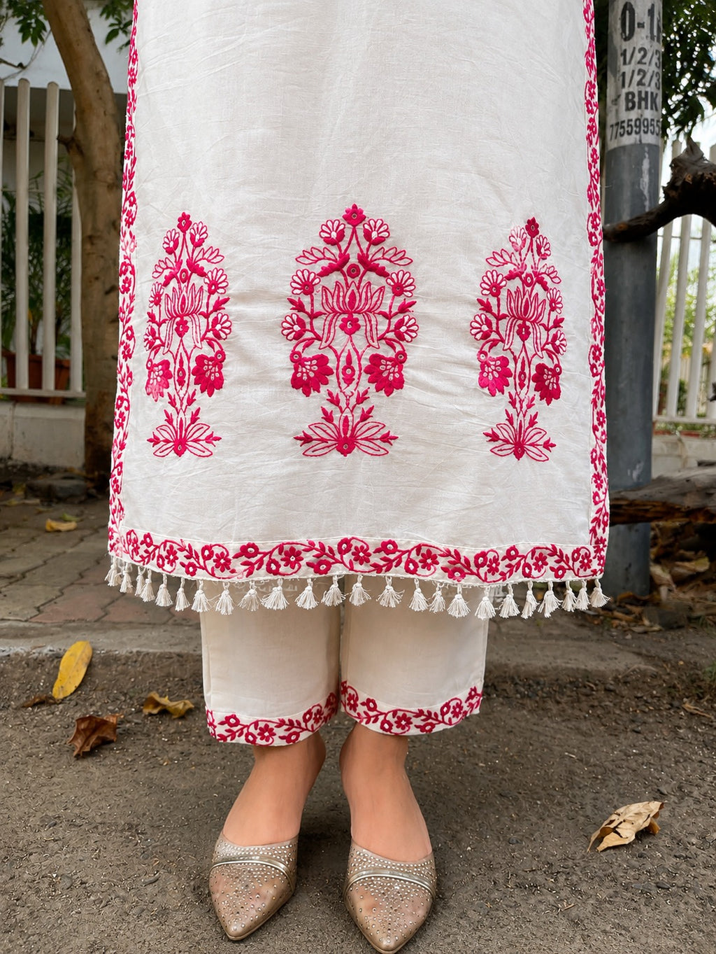 Kiara Off White Embroidered Khadi Cotton Kurta Set with Dupatta