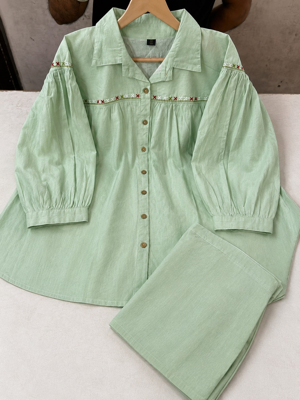 Aurelia Sage Green Cotton Relaxed Fit Co-ord Set