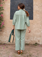 Aurelia Sage Green Cotton Relaxed Fit Co-ord Set