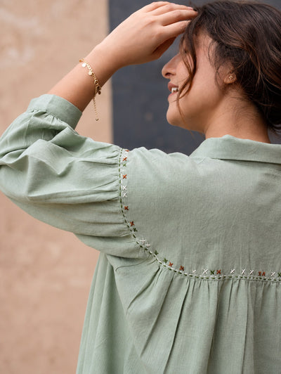 Aurelia Sage Green Cotton Relaxed Fit Co-ord Set
