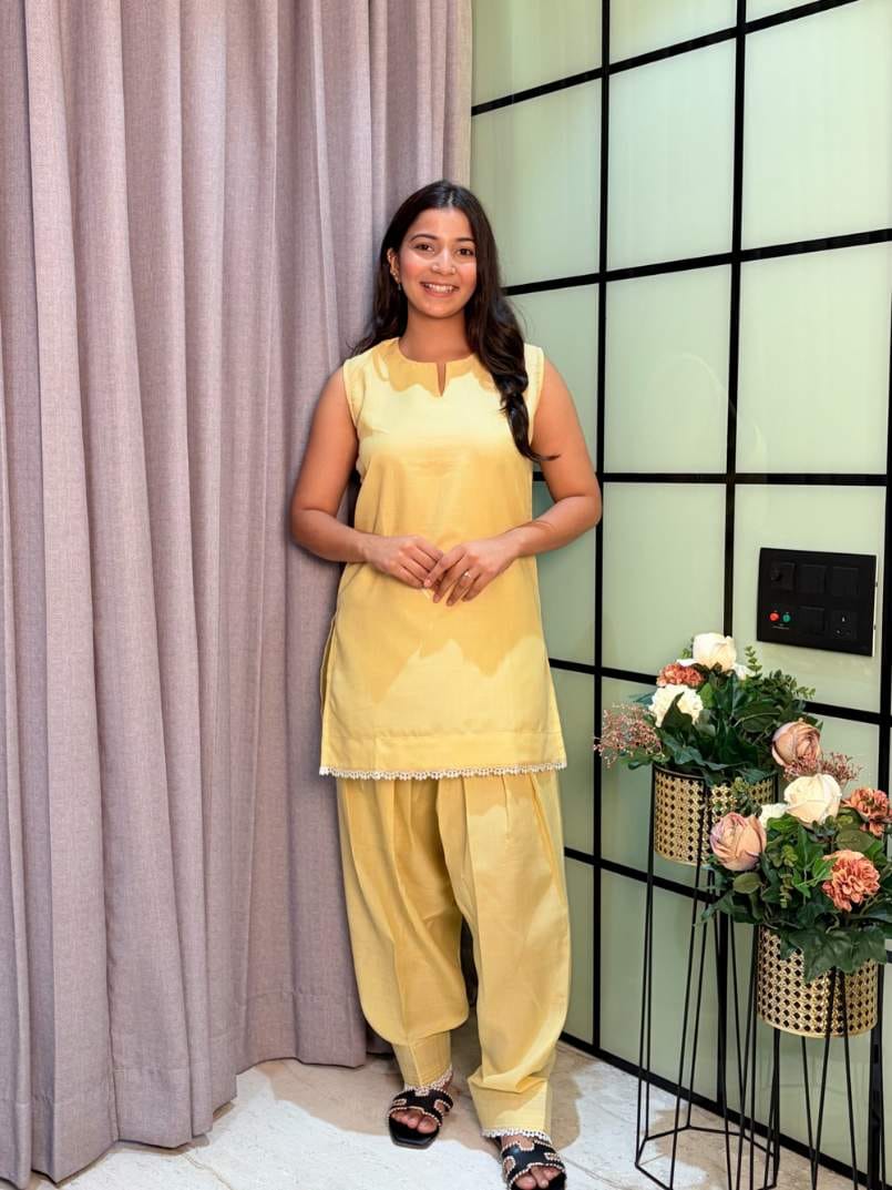 Mihika Cotton Slub Yellow Co-ord Set