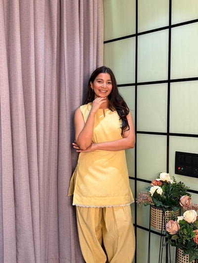 Mihika Cotton Slub Yellow Co-ord Set